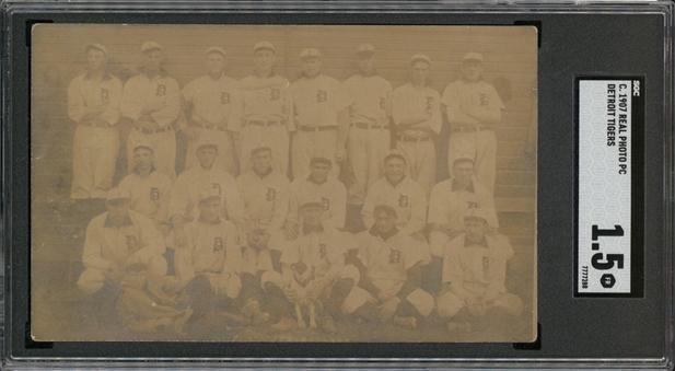 1907 Detroit Tigers Real Photo Postcard – Featuring Ty Cobb – SGC FR 1.5